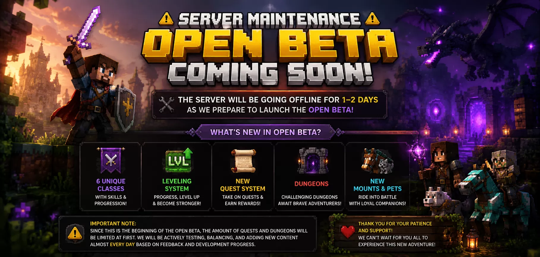 📢 SERVER MAINTENANCE NOTICE – OPEN BETA PREPARATION 📢